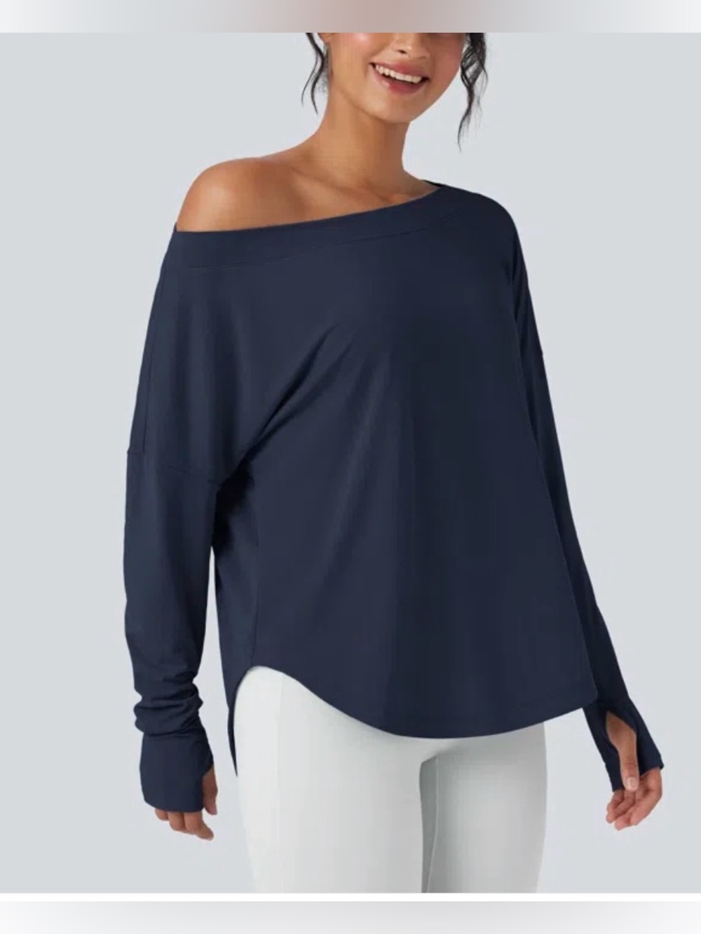 NWT Halara Off-the-Shoulder Active Top with Built-in Bra - Size M